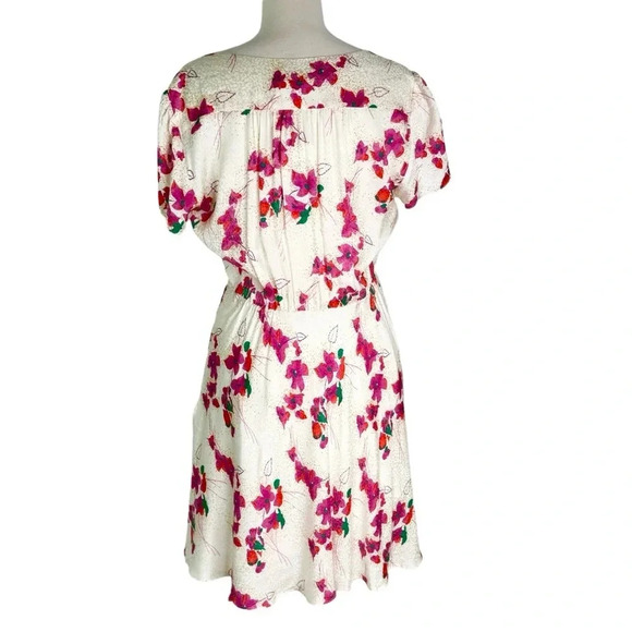 Ba&sh Floral Jacquard Tie Front Cut Out Elita Mini Dress Cream Size 10 NWT - Picture 6 of 13